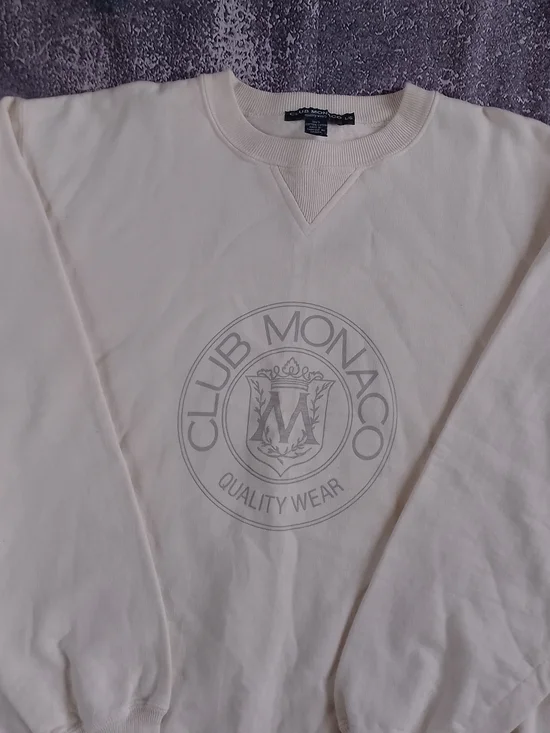 Vintage Club Monaco Cream Logo Crewneck Sweater UNISEX - Picture 6 of 9